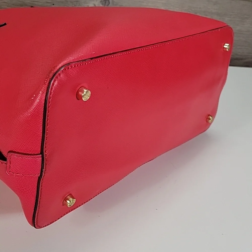 Tory Burch Fuchsia Saffiano Leather Dome Satchel Handbag